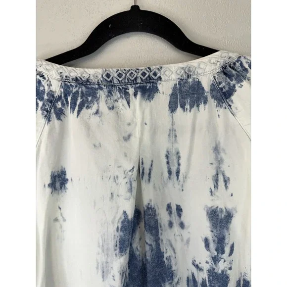 Vintage America Loose White/Blue Tie Dye Blouse Size XL - Picture 9 of 10